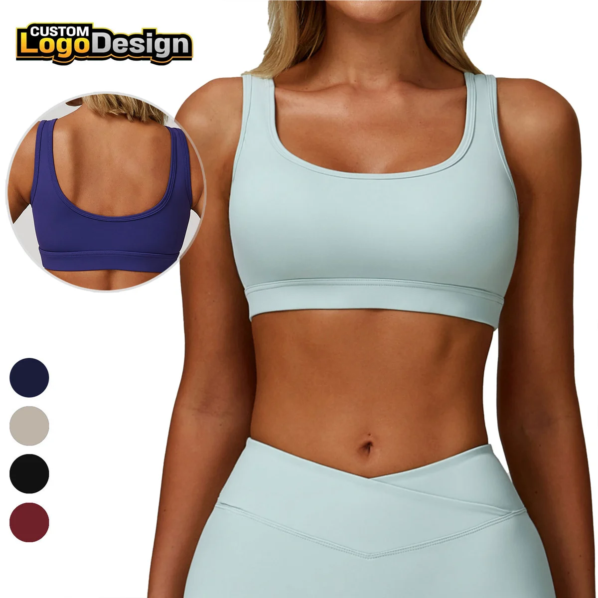 Girl Sexy U-Shaped Back Seamless Knit Sports Bra Tennis Wear Fitness Women's Crop Tank Top Running Custom Yoga Sports Bra XL