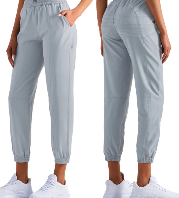 Women's High Seamless Full Length Fitness Joggers Sports Wear Casual Pants Leggings Elastic Closure Adjustable Rope Pockets Yoga