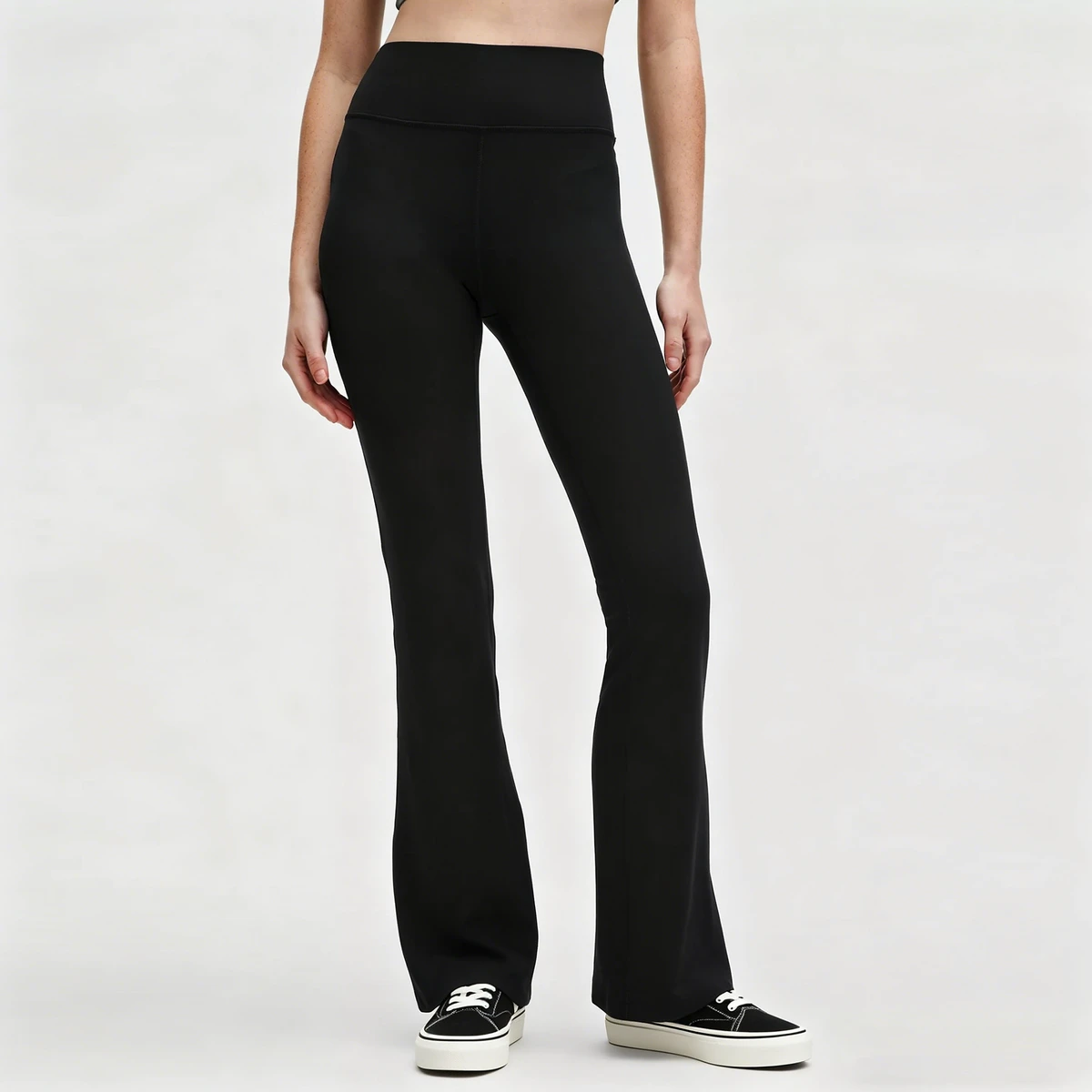 Bamboo Cotton Black Flare Yoga Pants Women High Waist Bootcut Workout Trousers Custom Activewear
