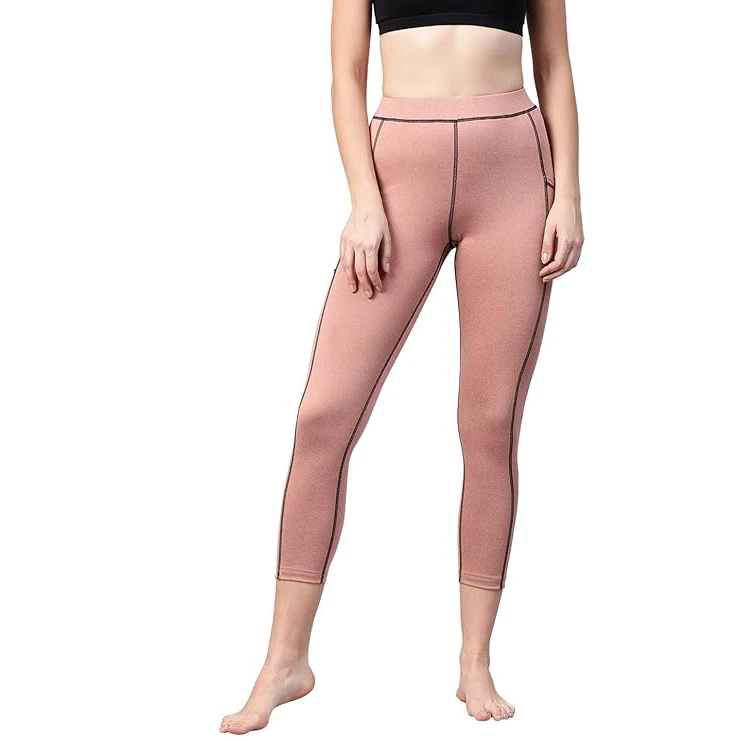 Side Pocket High Waist Leggings Phone Storage Tummy Control Seamless Soft Fabric Workout Running Yoga Solid Four-Way Stretch
