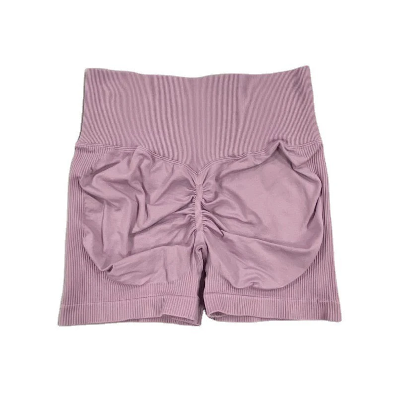 Thread Breathable Hip Lift High Waist Abdominal Exercise Fitness Shorts Peach Hip Tight Three-quarter Yoga Shorts Women