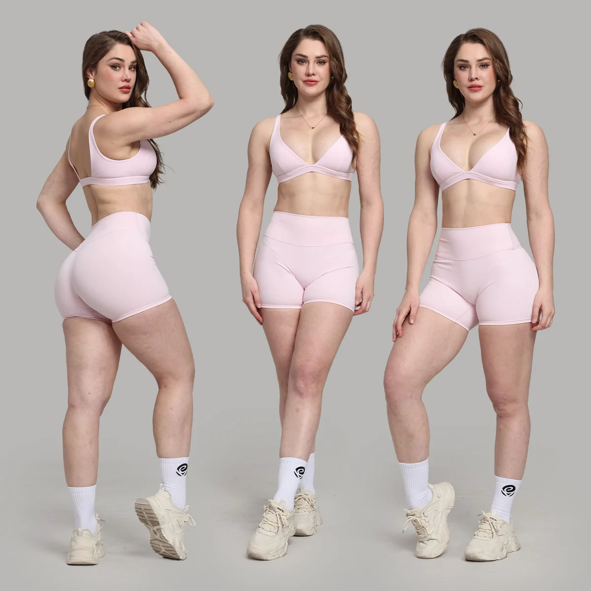 Women's Sports Wear Bra and Shorts Breathable Set for Yoga and Gym Fitness Clothing with Customizable logo