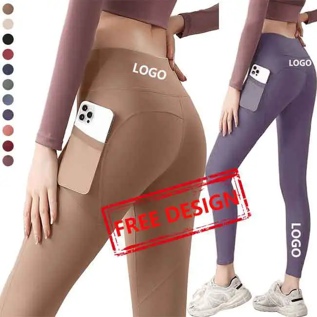 High Quality High Waist Leggings Push Up Gym Fitness Sports Pants Stretchy Yoga Tights Women's Lightweight Leggings With Pocket