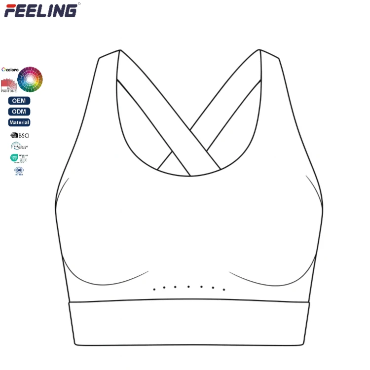 Seamless High-Impact Sports Bra with Cross Back & Laser Perforation, Wire-Free Support for Running & Yoga, OEM/ODM Available