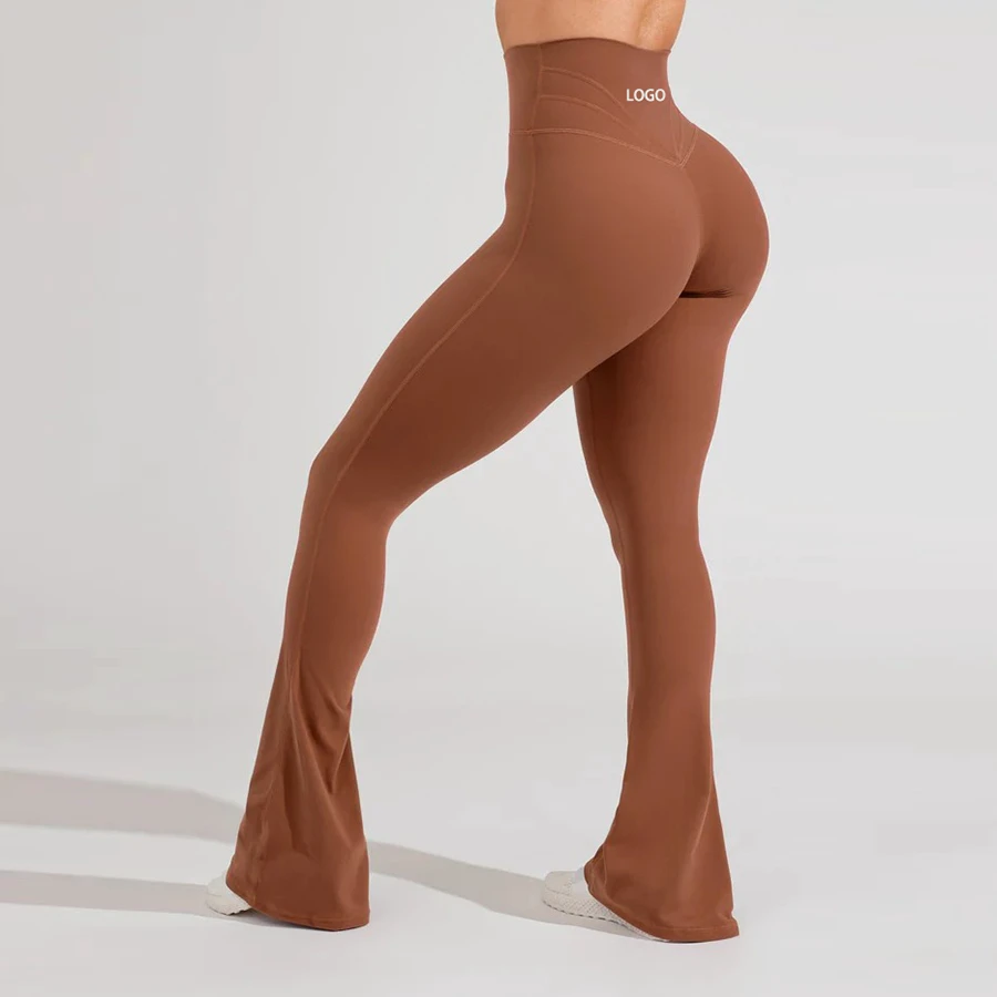 Women's Plus Size High Waist Bootcut Yoga Leggings Solid Breathable Custom Logo Tummy Control Workout Fitness Flare Pants