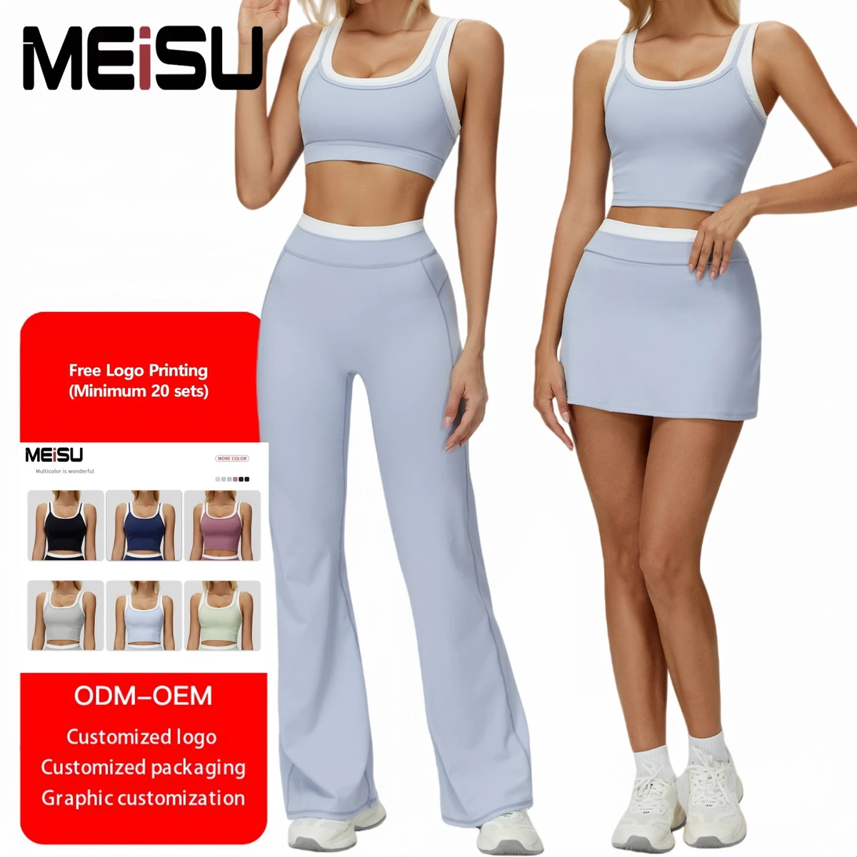 Premium 6 Pcs Fitness Set Women Yoga Shorts Sexy Strappy Bra High Quality Leggings Flare Pants Tennis Skirts Sportswear