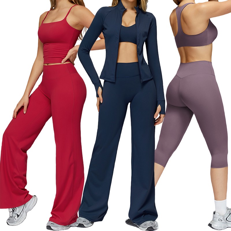 Fitness Yoga Clothing Set High Elasticity Quick-Drying Fitness Clothing Running Sports Gym Solid Color Set