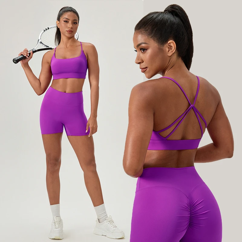 High Impact Sexy Back Workout Yoga Sports Bra with Push-Up Shock Absorption Gym Running Moisture-Wicking Sportwear for Women