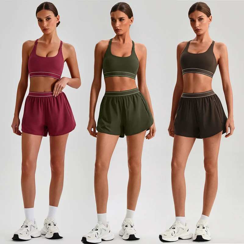 Womens Yoga Adjustable Straps Backless Sports Bra Set High Waist Gym Running Fitness Activewear Workout Clothing