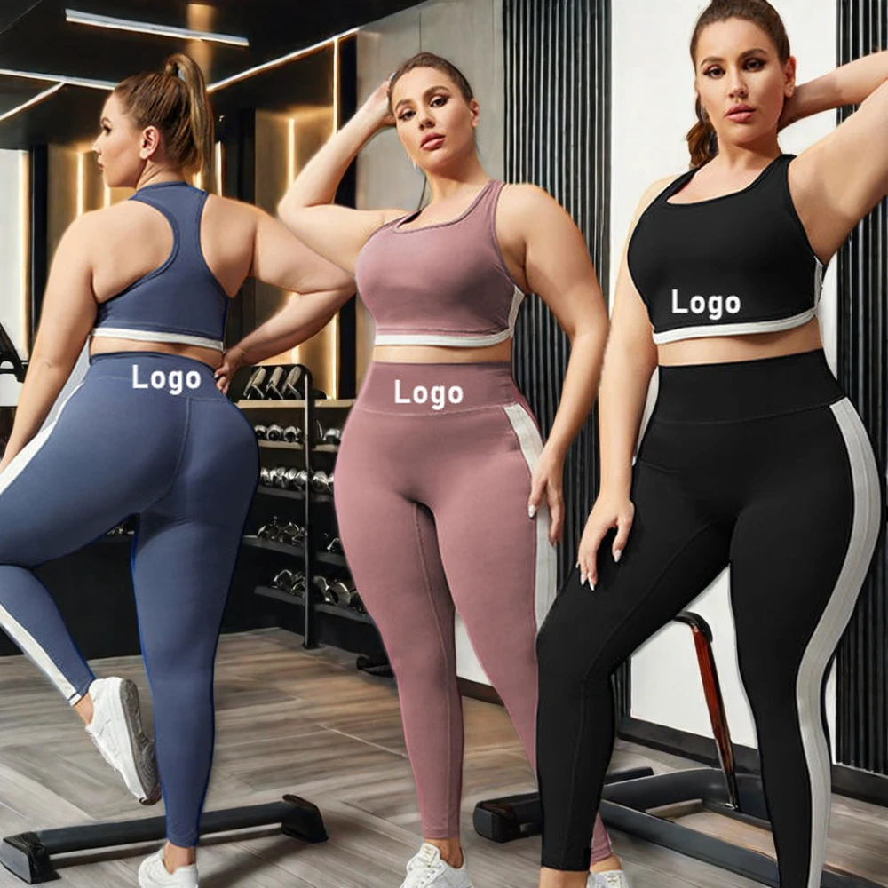 4XL Plus Size Women Yoga Set Plus Size Girl Sports Bra Gym Leggings Elastic 2 Piece Fitness Suit Big Size Lady Activerwear