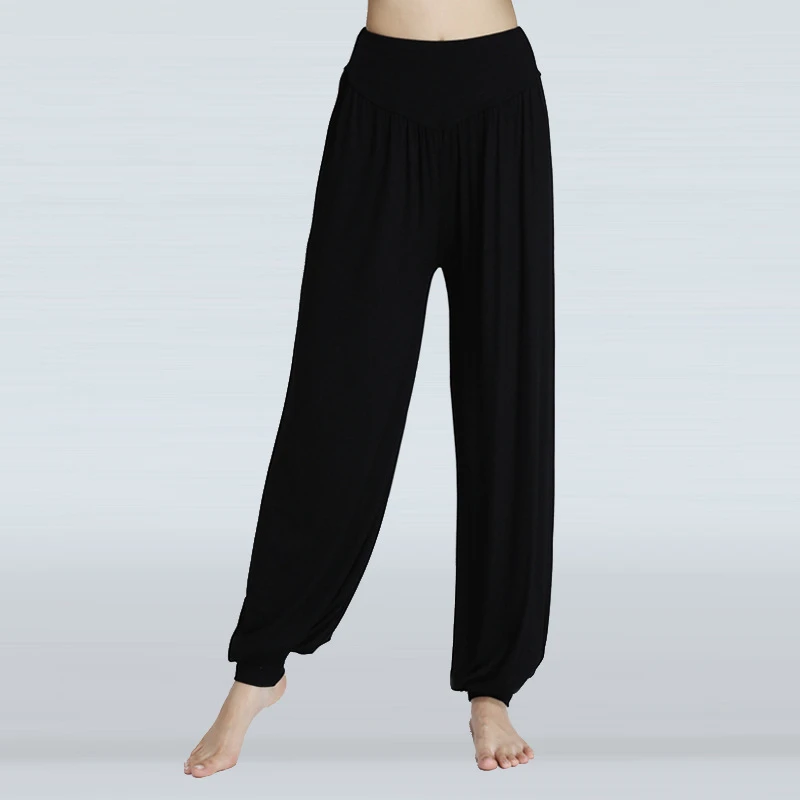 Wholesale Cheap Loose S-3XL Plus Large Comfortable Modal Yoga Sport Wide Leg Lantern Pants for Lady