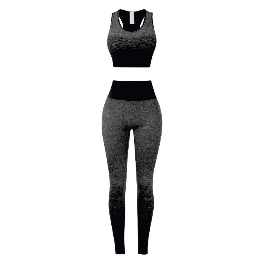 High Quality Women's Solid Front Logo 2-Piece Yoga Set Breathable Quick Dry Spandex/Polyester Activewear Gym Fitness Workout