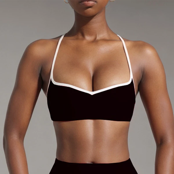 YIYI Summer New Fashion U-neck Halter Comfortable Bra Cross Sexy Back Sports Bra High Support with Chest Pad Push up Yoga Bra