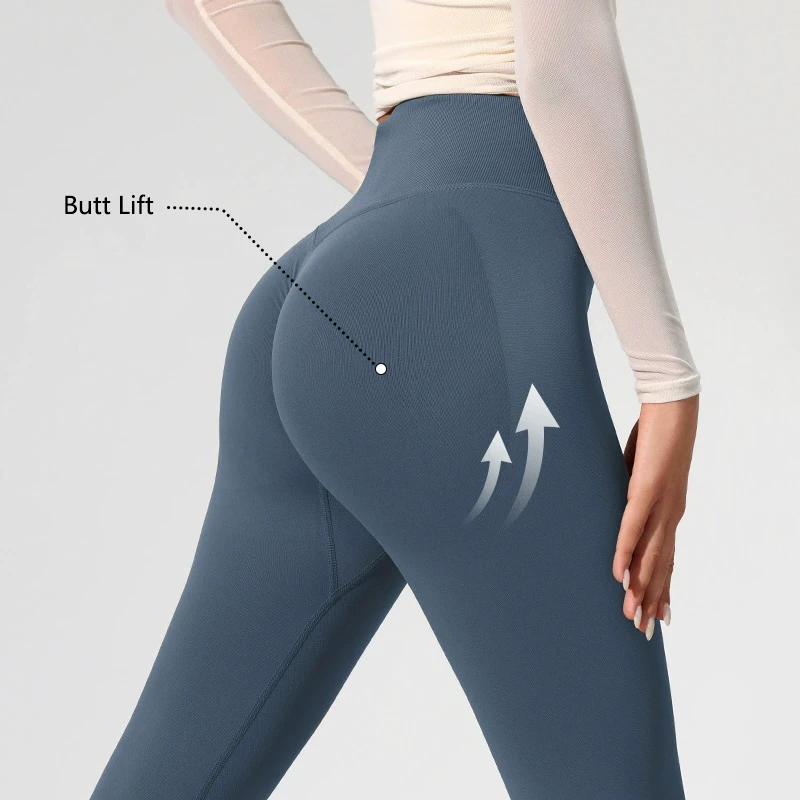 Fitness Pants Without Awkward Lines, Nude Sports Leggings, High Waisted Peach Hip Lifting Seamless Yoga Pants for Women