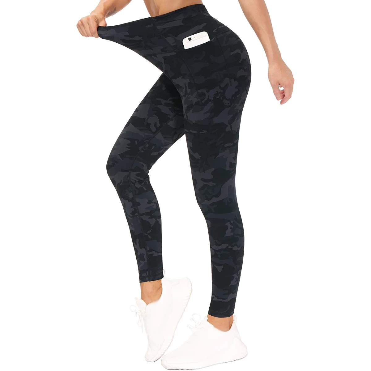 High Waist Solid Fitness Leggings | Breathable Eco-Friendly Yoga Pants with Tummy Control Side Pockets Quick Dry & Windproof