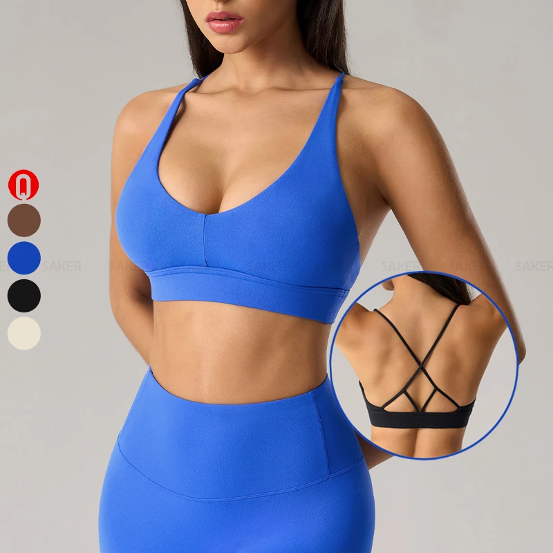 New Quick Dry Sportswear Sexy Backless High Impact Running Bra Workout Wide Shoulder Straps Push up Sports Bra