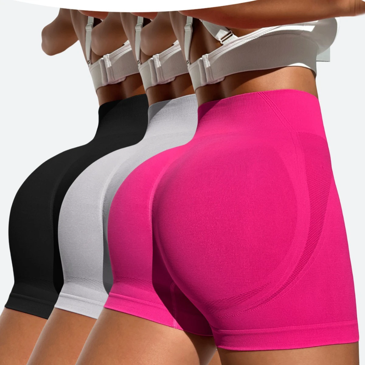 High Waisted Tummy Control Workout Sports Shorts Biker Fitness Seamless Scrunch Butt Booty Women Yoga Shorts