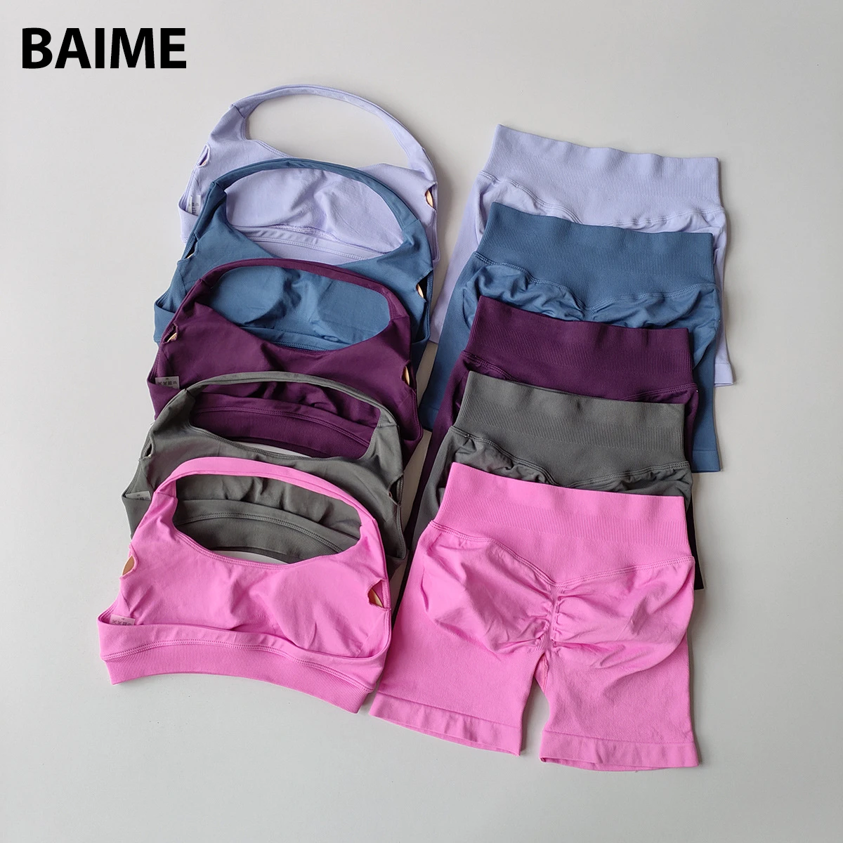 Women Sexy Backless Halter Sports Bra Sports Fitness Yoga Shorts Work Out Yoga Sets
