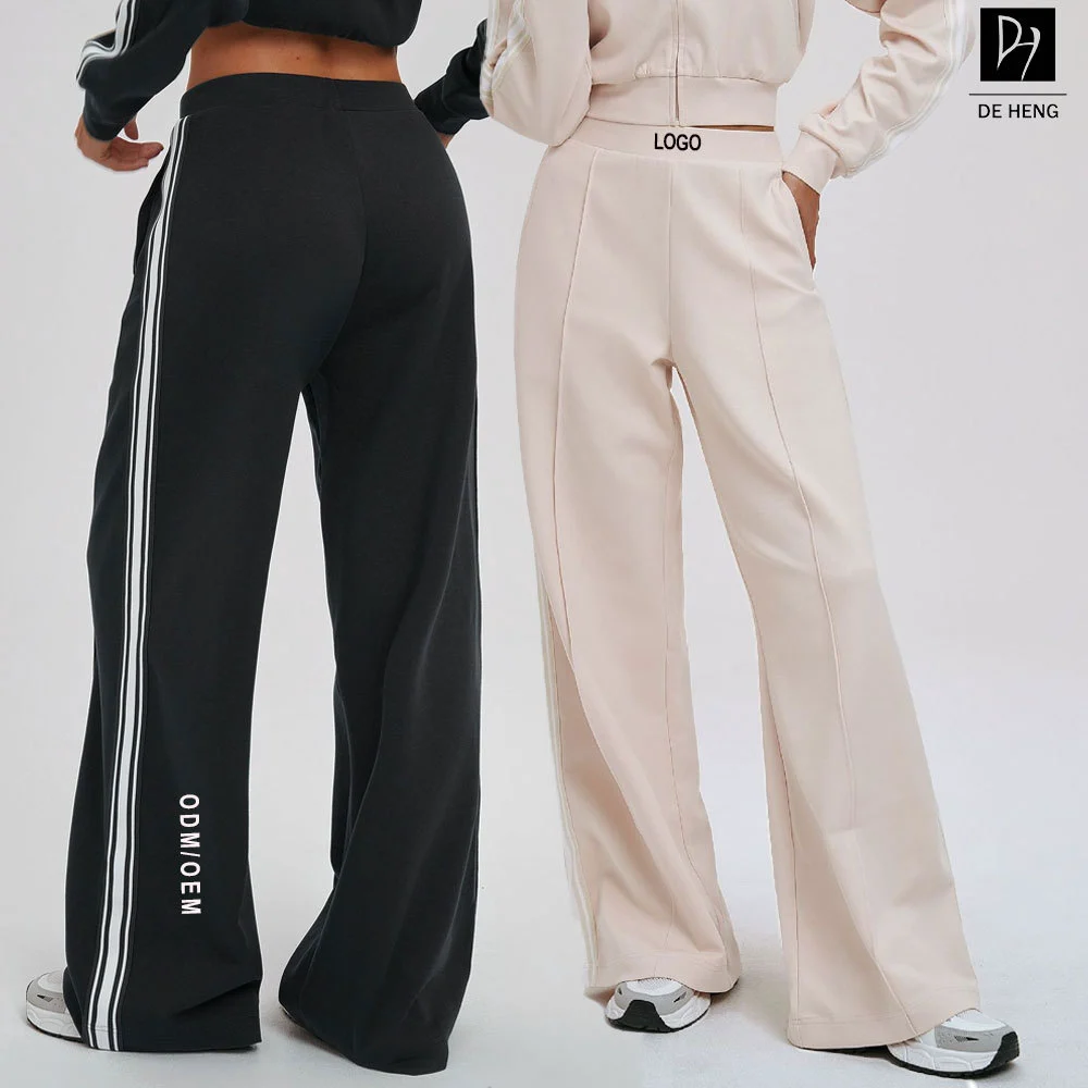 New Solid Color Yoga Sports Pants Elastic Waist Four-Way Stretch High Straight Pocket Outdoor Fleece Sweatpants for Women