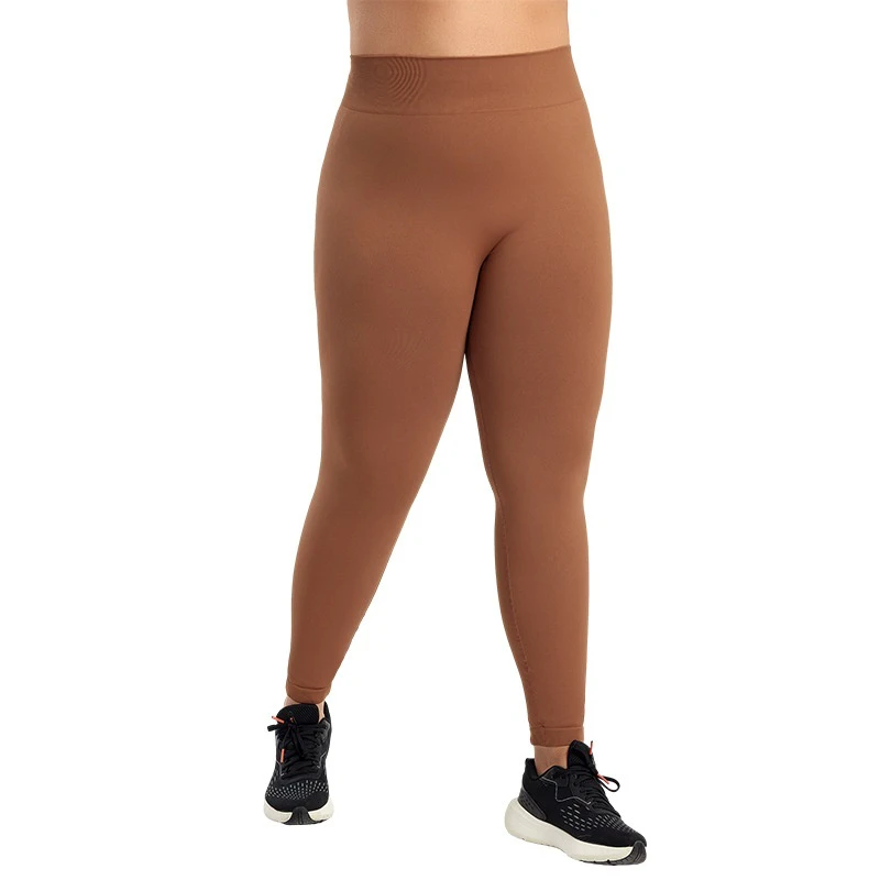 High-end Plus Size Yoga Pants Women's Extra Large Running Sports Knee-Length High Waist Seamless Leggings for Fitness
