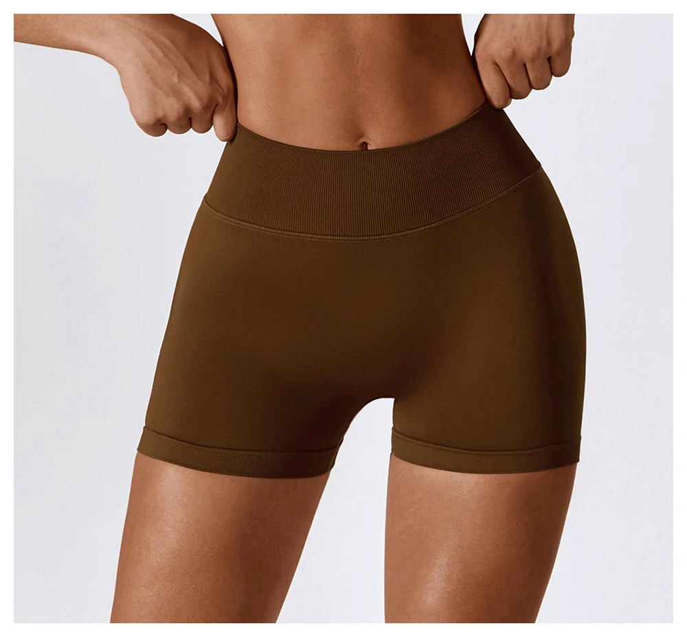 Seamless High Waisted Yoga Shorts for Women Tummy Control Skinny Fit Elastic Waist Workout Running Quick Dry Gym Leggings