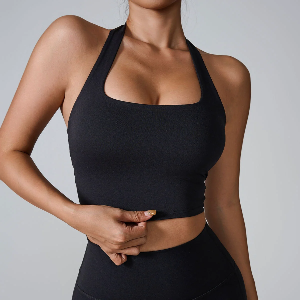 Fixed Padded Womens Sports Bras Buttery Soft High Support Sexy Wide Straps Fitness Yoga Bra for Women Gym Crop Tank Tops