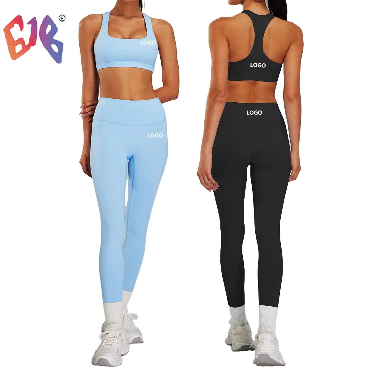 Women's High Waist Leggings Backless Fitness Bra 2-Piece Gym Sports Push-up Workout Sets Print Wholesale Recyclable