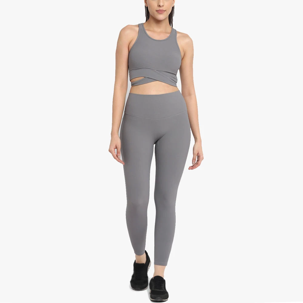 Women's Plus Size Seamless Breathable Yoga Set Crop Top Leggings Spandex/Polyester AND1 Customized Colors Logo High Quality Full