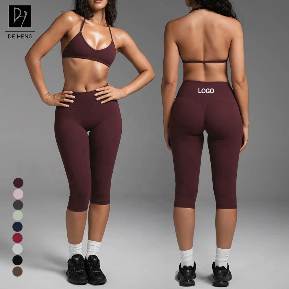High Support Breathable Lightweight Sports Bra & Calf-Length Yoga Leggings High-Waisted Yoga Activewear Women 2 Piece Sets