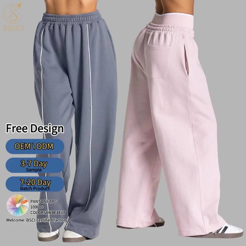 Custom High Waist Loose Spandex Quick Dry Straight Yoga Pant Wide Leg Running Gym Fitness Casual Activewear Yoga Pants for Women