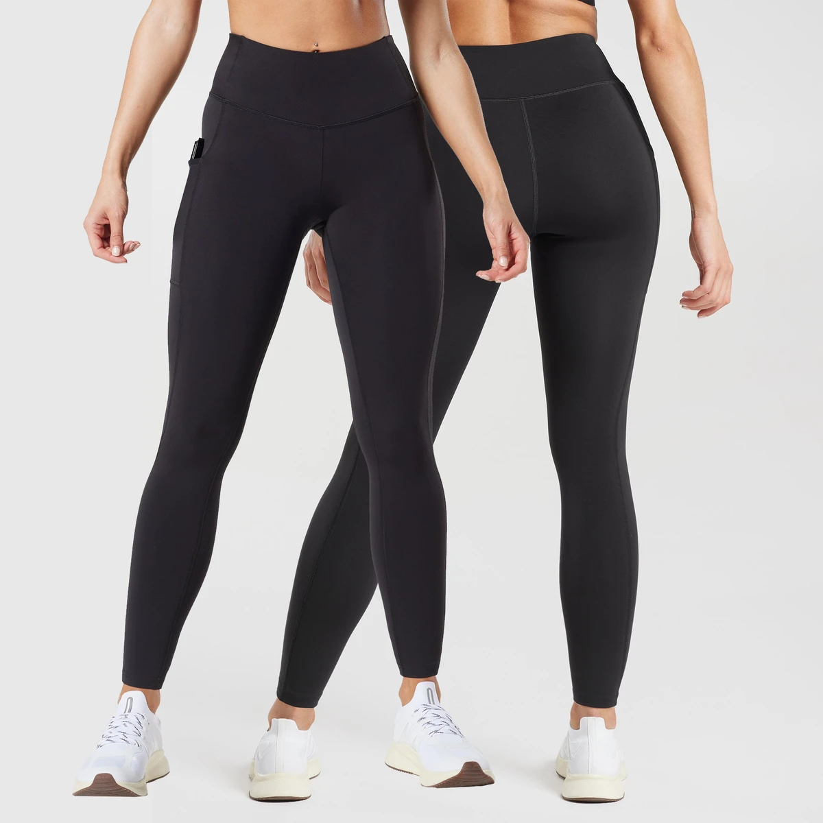 Women's Yoga Pants High Waisted Leggings Stretchy Soft Leggings with Side Pockets Black