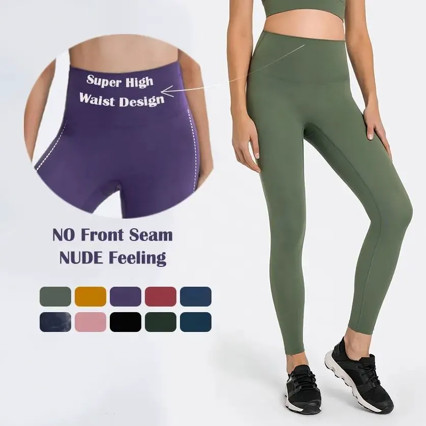 Women's High Waist Sports Pants Elastic Waist Breathable Cropped New Naked Sense Hip-Lifting Sports Running Yoga Leggings