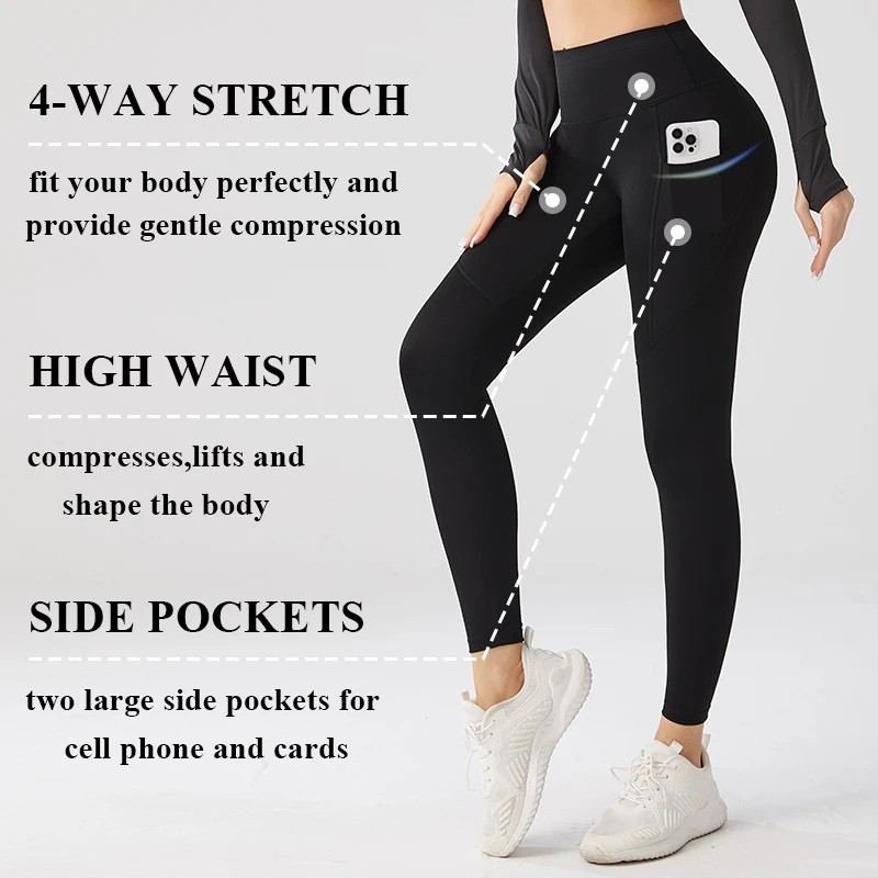 New Custom Butt Lift Yoga Leggings Gym Workout Pants Active Wear High Waist Yoga Leggings With Pocket For Women