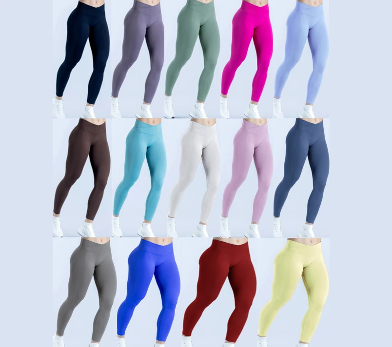 Custom LOGO Butt-lifting Push up Pilates Workout Yoga Tights Cross-Front High Waist Sports Leggings Women Running Fitness Pants