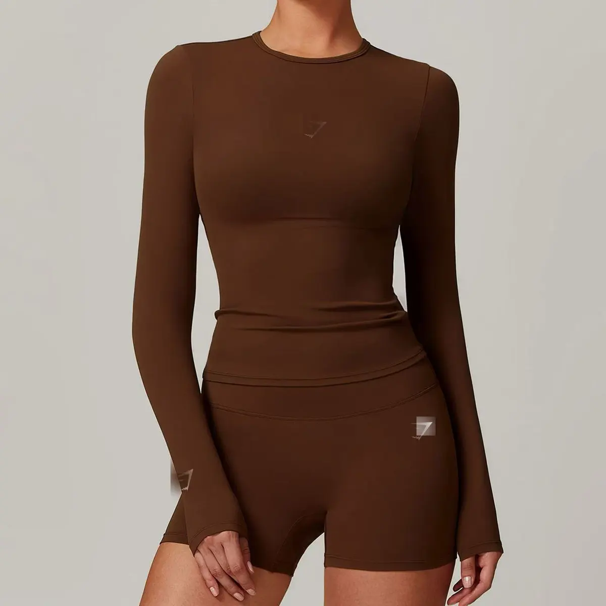 Private Label Workout Wear Sets Women Fitness Gym Clothing Sports Long Sleeve Top High Elastic Leggings Shorts Yoga Sets