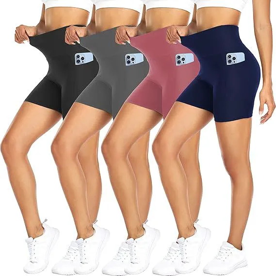 Trendy Biker Shorts for Women with Pockets High Waisted Tummy Control Workout Yoga Running Gym Tennis Women Shorts