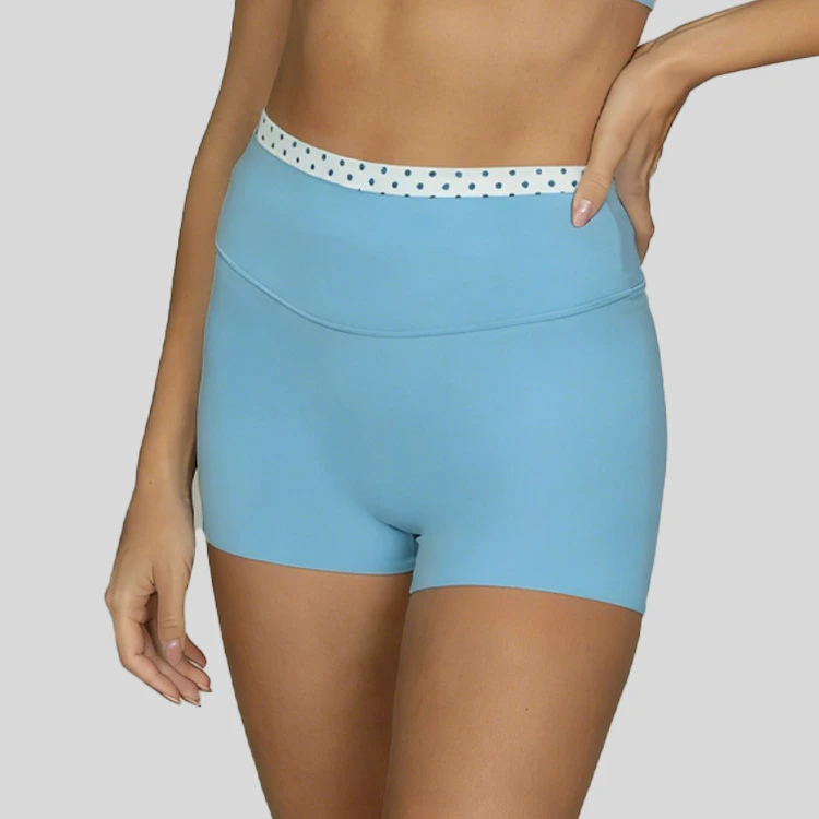 Tummy Control 2 in 1 Dots Printed Activewear Contrast Colors Tights Legging Workout Gym Fitness Yoga Shorts Females Leisurewear