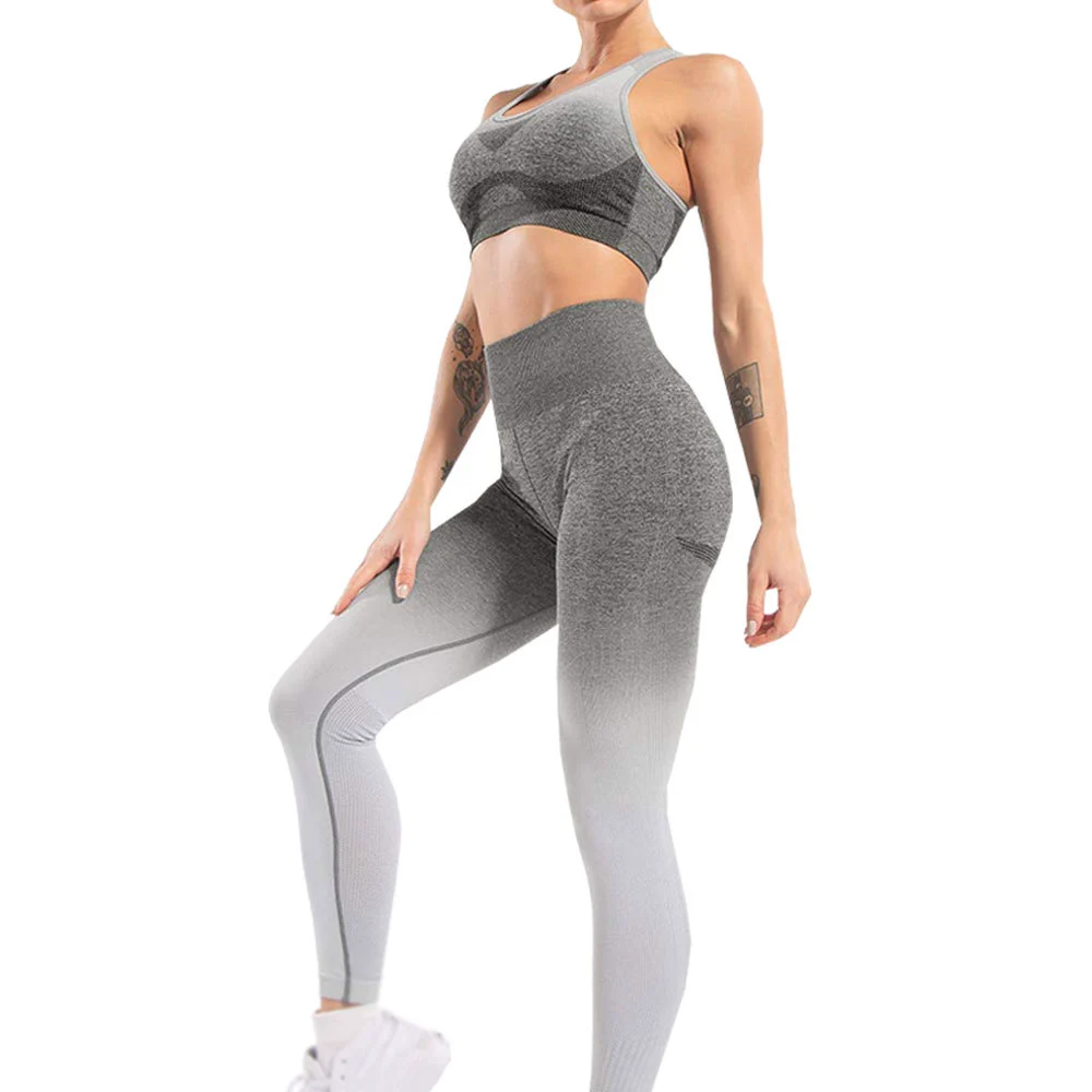 Mid Waist Yoga Set Breathable Supportive Sports Bra Leggings Front Logo Stretch Fit Yoga Gym Workout Fitness Training Sessions