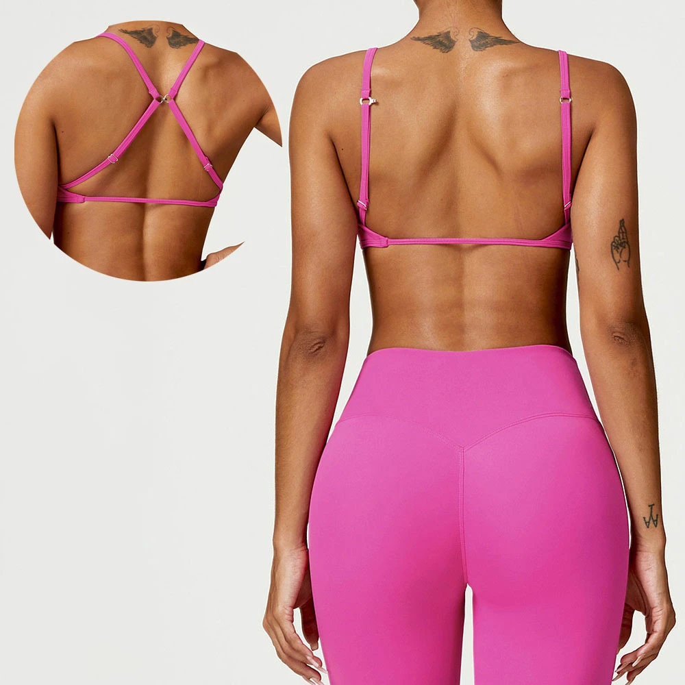 2025 Latest Design Thin Strappy Low Impact Workout Bralette Breathable Adjustable Straps Gym Sports Bra Women