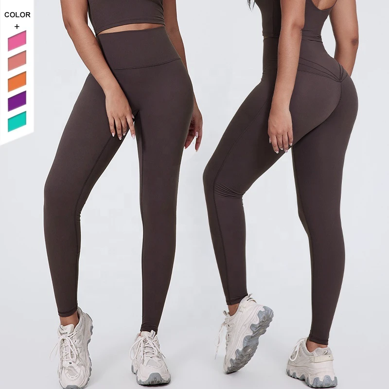 New Trend Women's Nylon Breathable Quick Dry High Waist Scrunch Butt Sports Trousers No Front Seam Yoga Design Leggings Logo