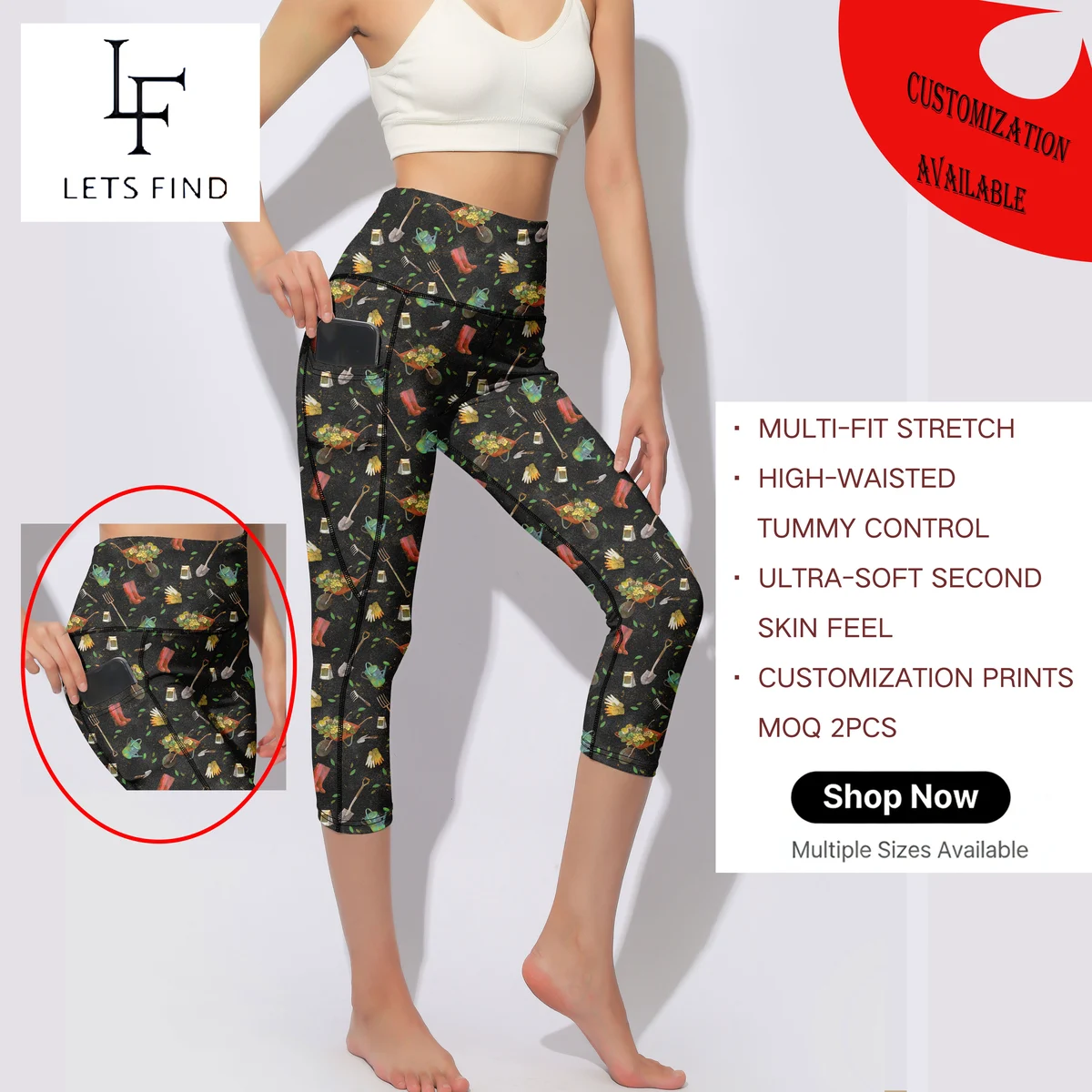 New Styles High Waisted Tummy Control Fitness Yoga Pants with Pockets, Plus Size Women's Leggings, Customized Women's Clothing