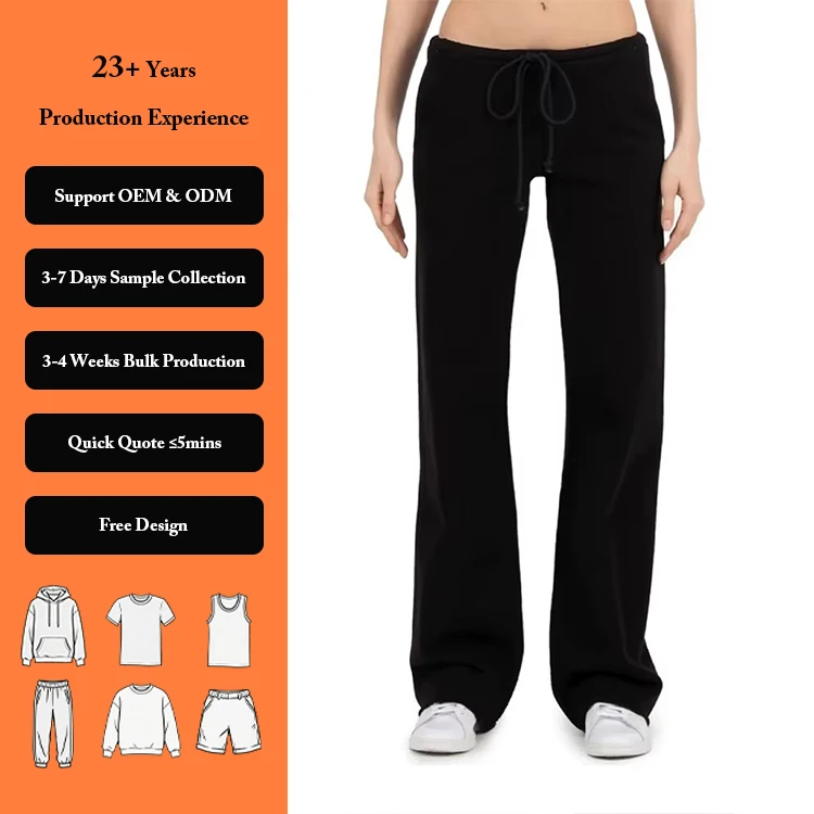 Basic Design Low Waist Bootleg Flare Sweat Pants Women 87% Cotton And 13 Polyester Jogger Pants