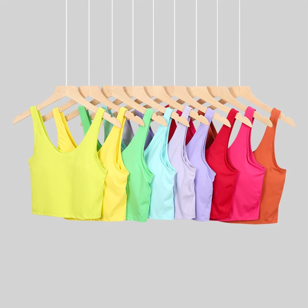 In Stock Women's High Support Crisscross Straps Spandex/Nylon U-back Vest Sports Bra with Shockproof Push-Up for Yoga Fitness