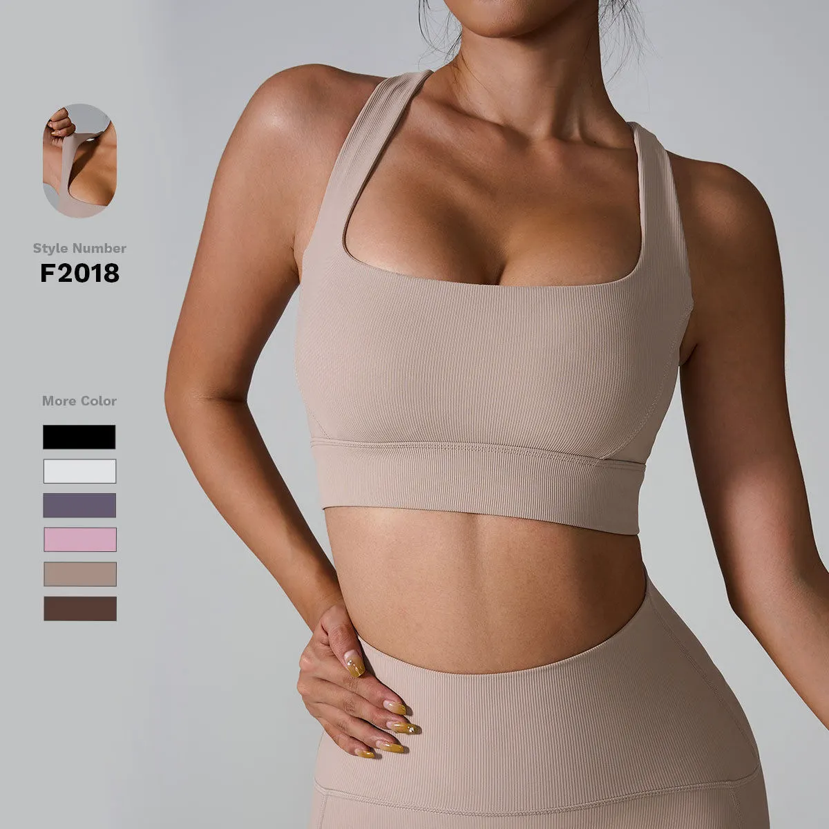 Custom LOGO Nude Quick Dry High Support Push up Sport Fitness Gym Active Wear Sports Bra