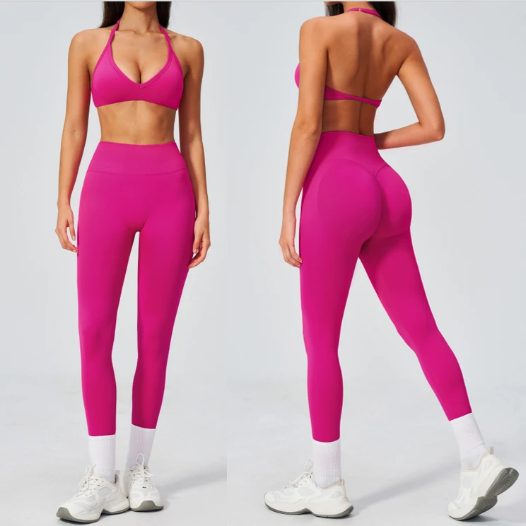 Breathable Quick-Drying Yoga Set Women Slimming Back-Beautifying Fitness Clothes 2-Piece Eco-Friendly Four-Way Stretch Outdoor