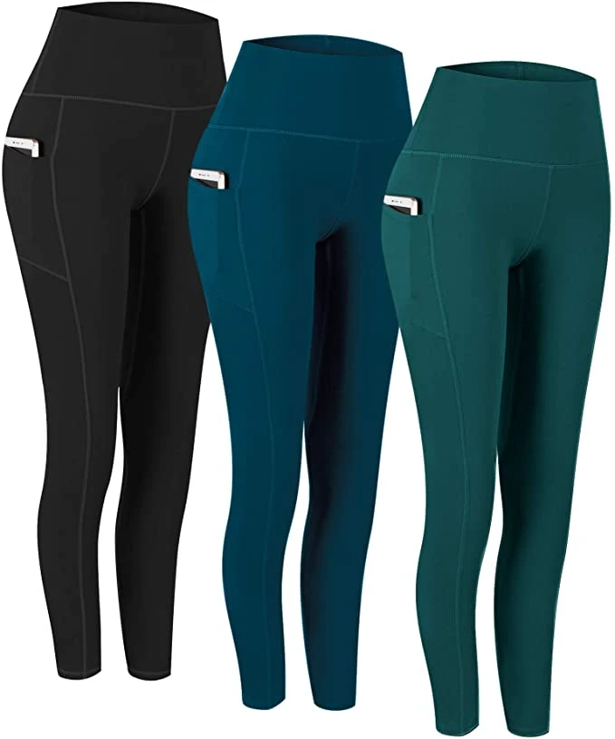 Cotton High Waist Yoga Pants Yoga Pants for Women Tummy Control Workout Pants 4 Way Stretch Leggings with Mobile Pockets
