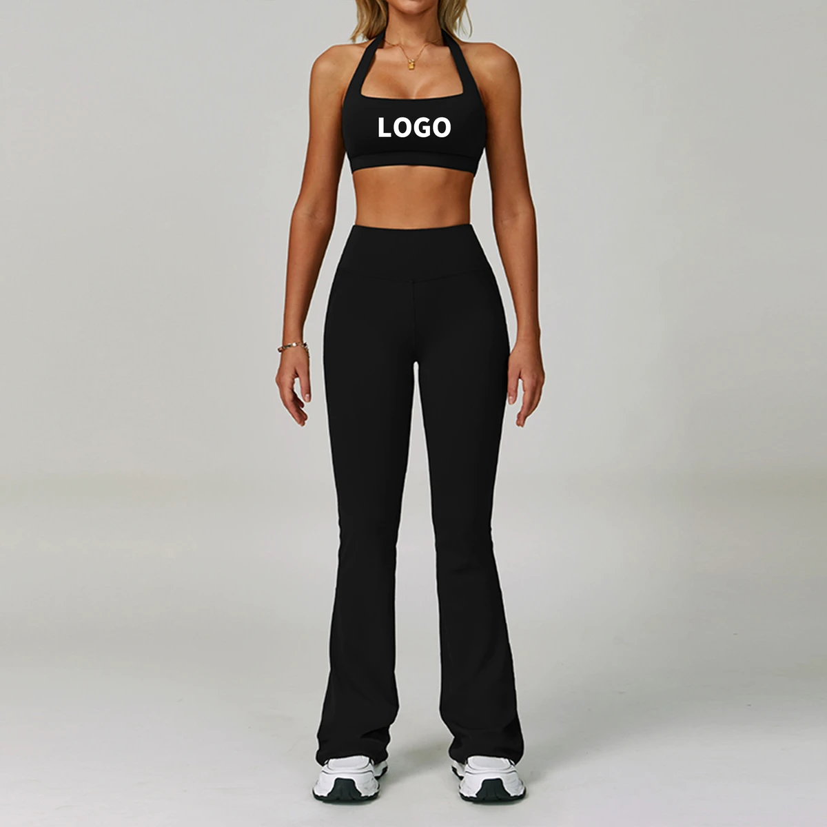 High Quality Women's Sportswear Breathable Sports Bra Flared Leggings 2 Piece Yoga Sets Gym Fitness Workout Clothes