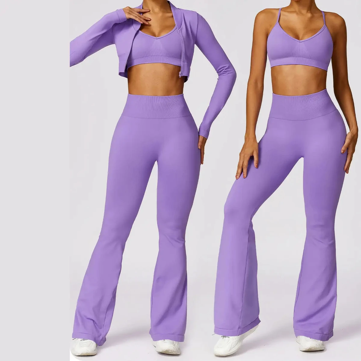 2 Piece Solid Yoga Set for Women High Quality Lightweight High Waist 100% Cotton Workout Leggings Active Wear