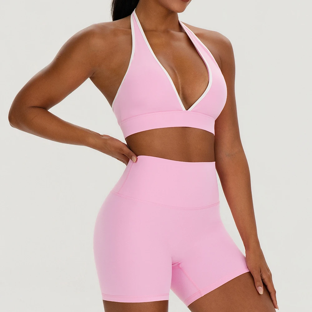 Sexy V Neck Sports Bra with Quick-Drying Breathable Fabric for Yoga Running & Fitness Support