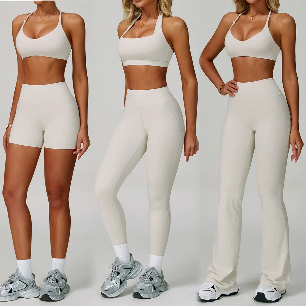 Custom Backless Fitness Wear 5 Piece Quick-drying Workout Clothing High-intensity Sports Yoga Sets for Women